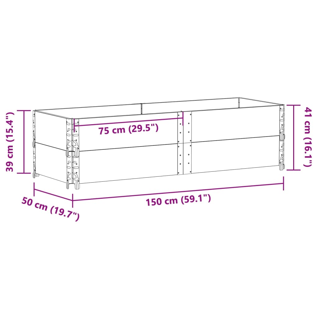 Kuormalavan Reunukset 2 Kpl Musta 150X50 Cm Täysi Mänty