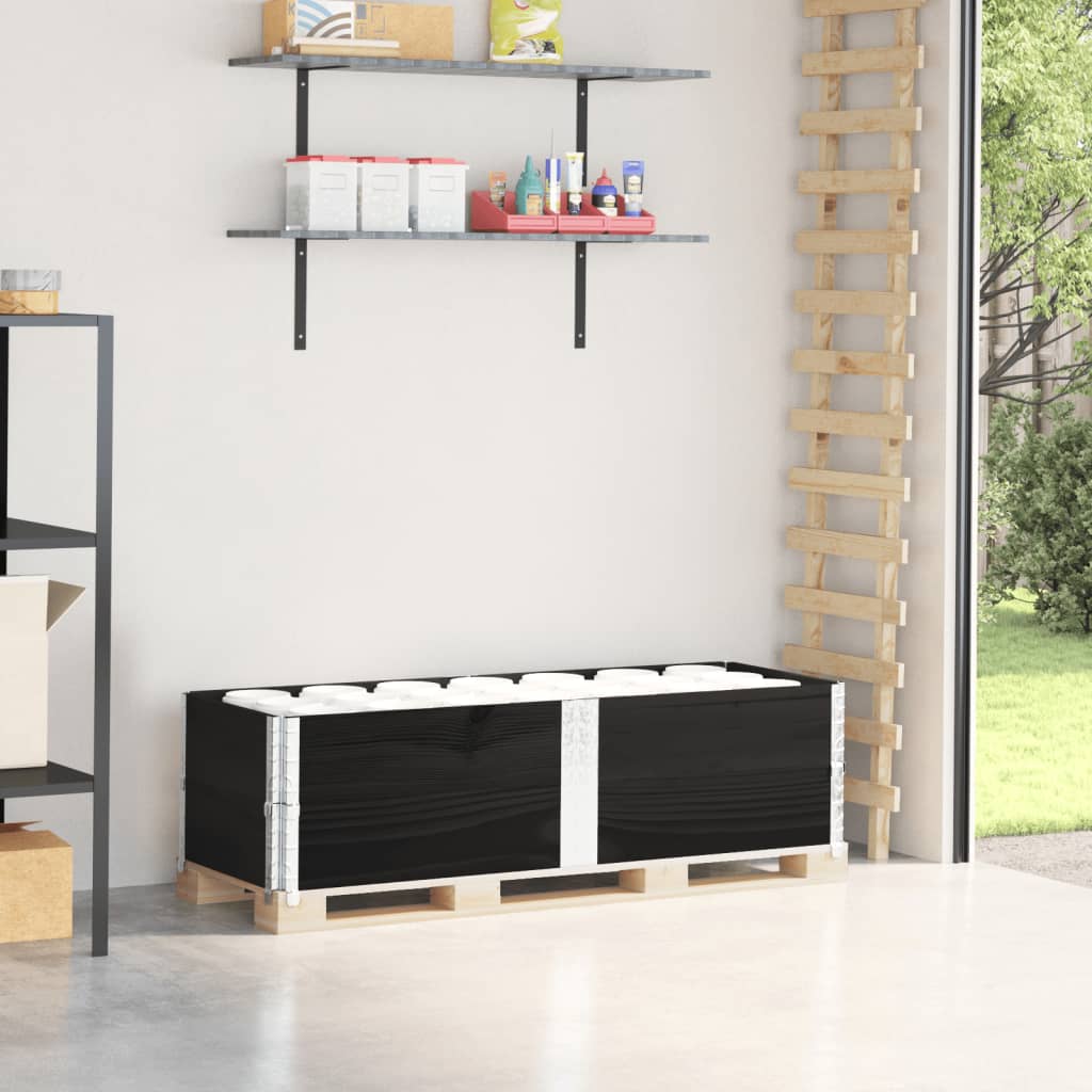 Kuormalavan Reunukset 2 Kpl Musta 150X50 Cm Täysi Mänty