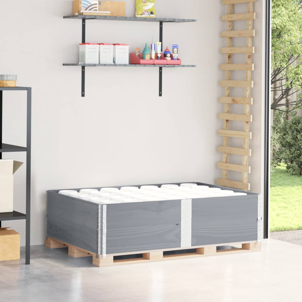 Kuormalavan Reunukset 2 Kpl Harmaa 150X100 Cm Täysi Mänty