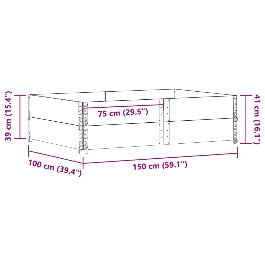 Kuormalavan Reunukset 2 Kpl Ruskea 150X100 Cm Täysi Mänty