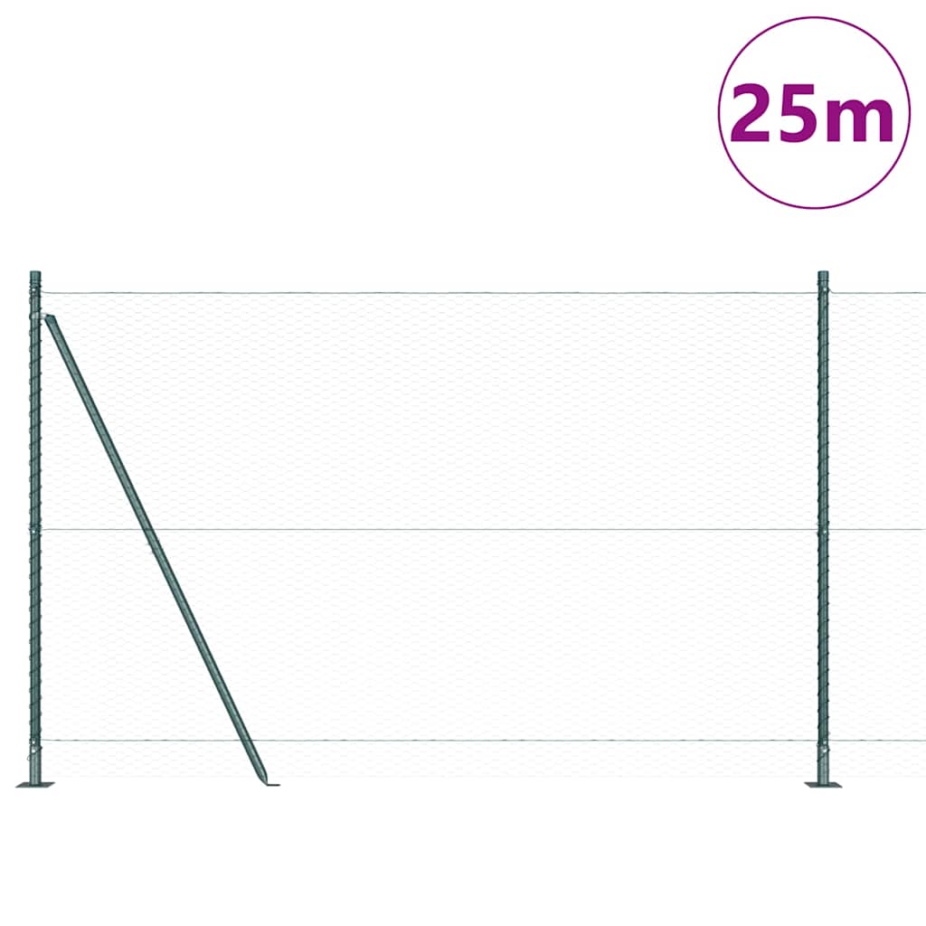 Kuusikulmainen Aita Betoni Perustuksella 25 X 1,4 M Vihreä