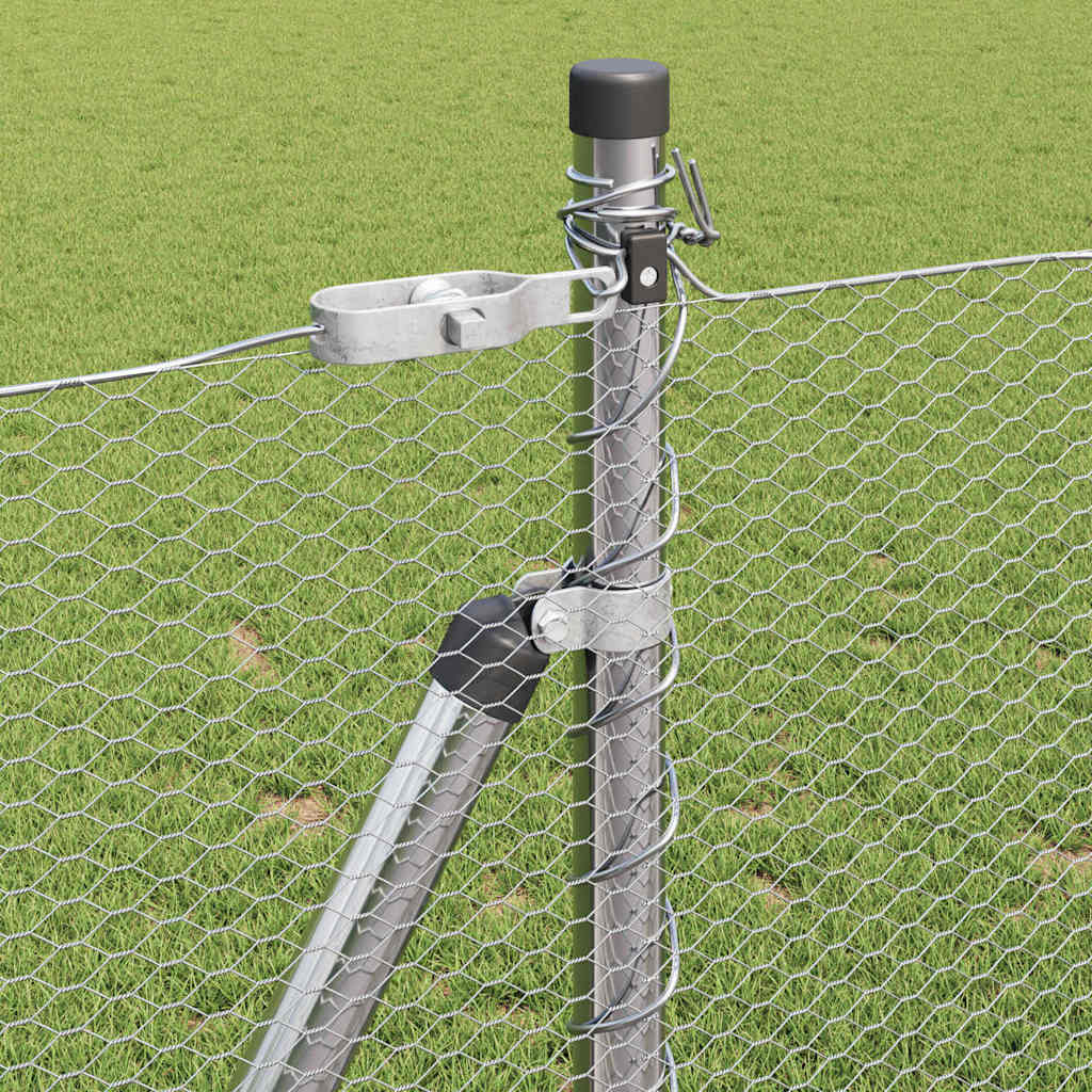 Kuusikulmainen Aita Betoni Perustuksella 10 X 0,8 M Hopea
