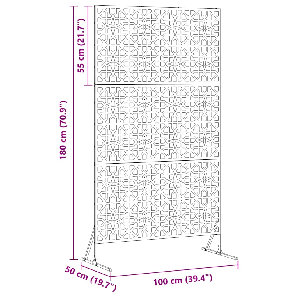 Yksityisyysnäyttö 100 X 50 X 180 Cm Teräs Musta