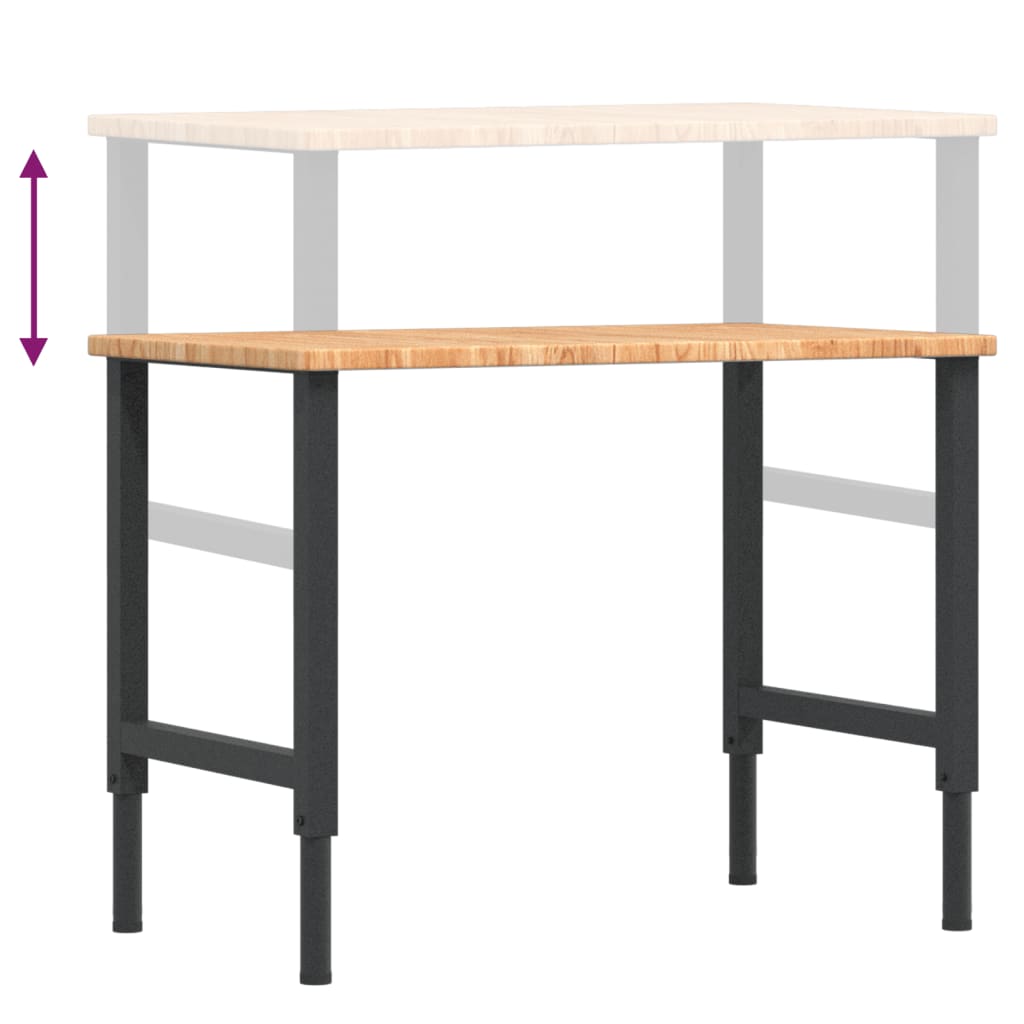 Työpenkki V.ruskea 100X60X(71,5-98) Cm Täysi Tammi Suorakaide