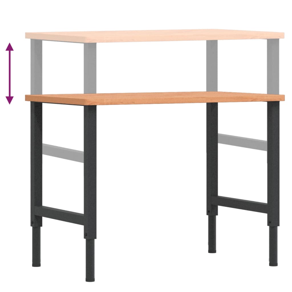 Työpenkki 100X60X(71,5-98) Cm Täysi Pyökki Suorakaide