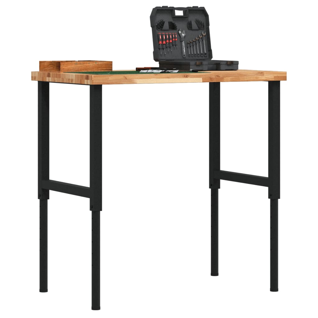 Työpenkki 100X60X(73-99,5) Cm Täysi Akasiapuu Suorakaide