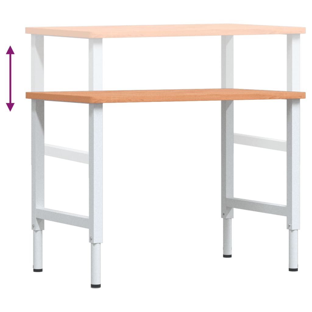 Työpenkki 100X60X(71,5-98) Cm Täysi Pyökki Suorakaide