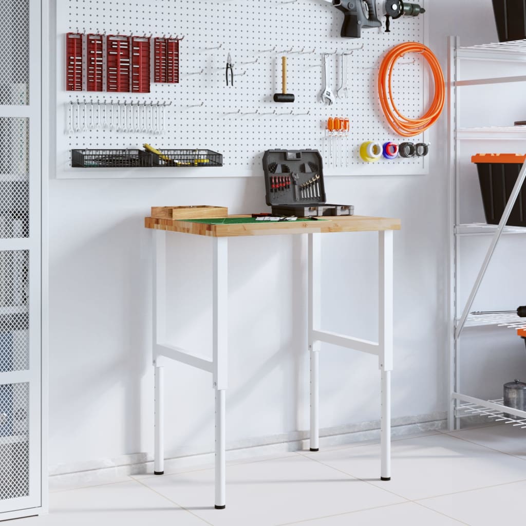 Työpenkki 80X60X(73-99,5) Cm Täysi Akasiapuu Suorakaide