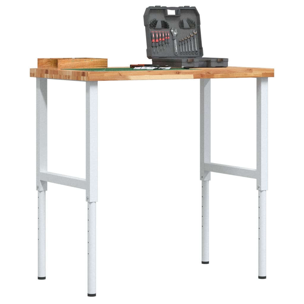 Työpenkki 100X60X(73-99,5) Cm Täysi Akasiapuu Suorakaide