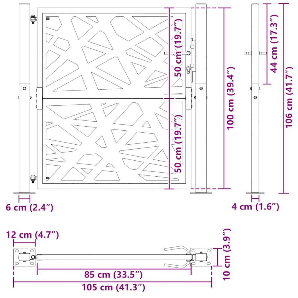 Puutarhanportti Musta 100X100 Cm Teräs Valodesign