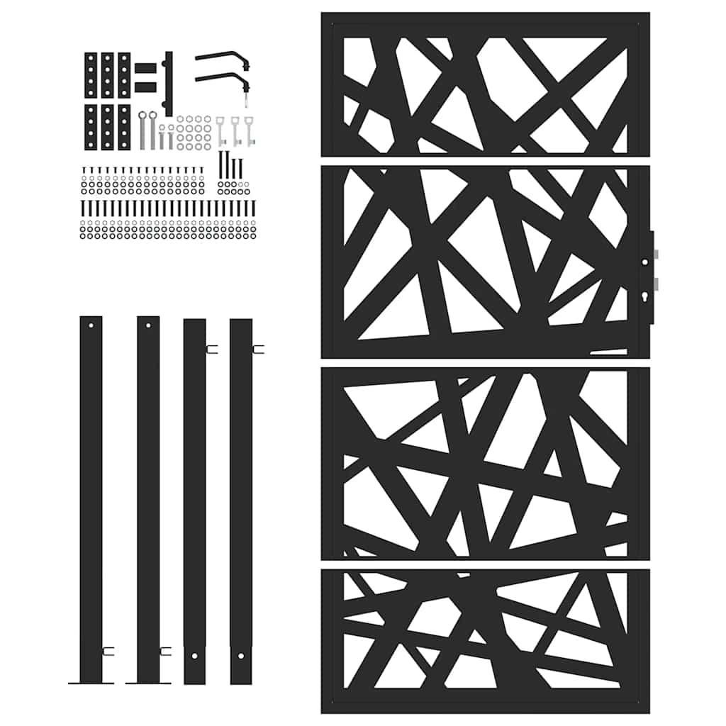 Puutarhanportti Musta 100X175 Cm Teräs Valodesign
