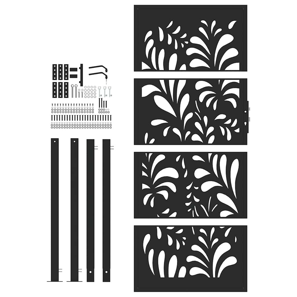 Puutarhan Portti Musta 100X200 Cm Teräs Aaltokuvio