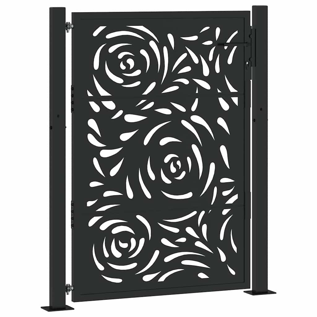 Puutarhan Portti Musta 100X125 Cm Teräs Liekkikuvio