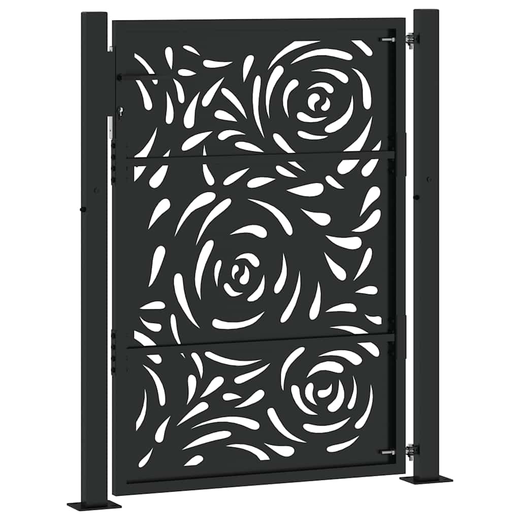Puutarhan Portti Musta 100X125 Cm Teräs Liekkikuvio