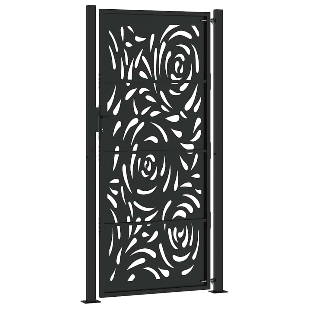Puutarhan Portti Musta 100X200 Cm Teräs Liekkikuvio