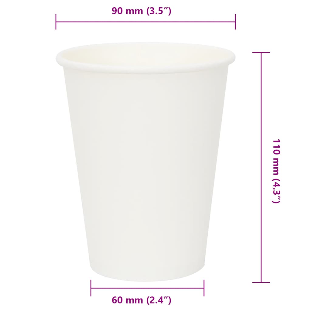 Paperiset Kahvikupit 1000 Kpl 12Oz 300Ml Valkoinen