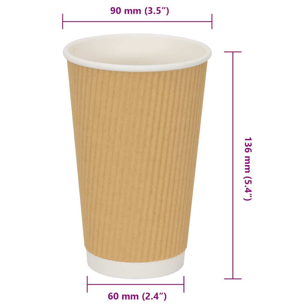 Paperiset Kahvikupit 500 Kpl 16 Unssia 400 Ml Ruskea