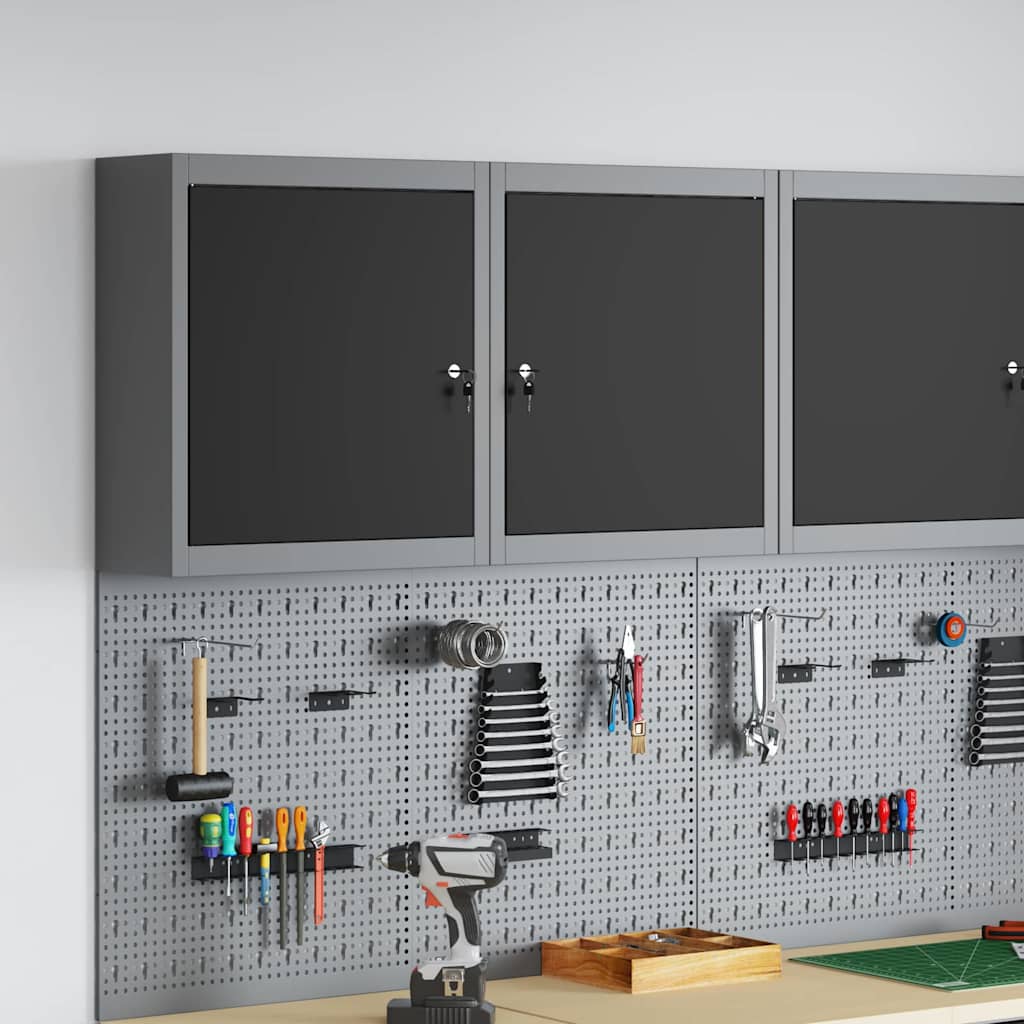 Työkalukaappi Hyllyllä Lukkoon Mustat Ja Harmaa 50 X 20 X 55 Cm