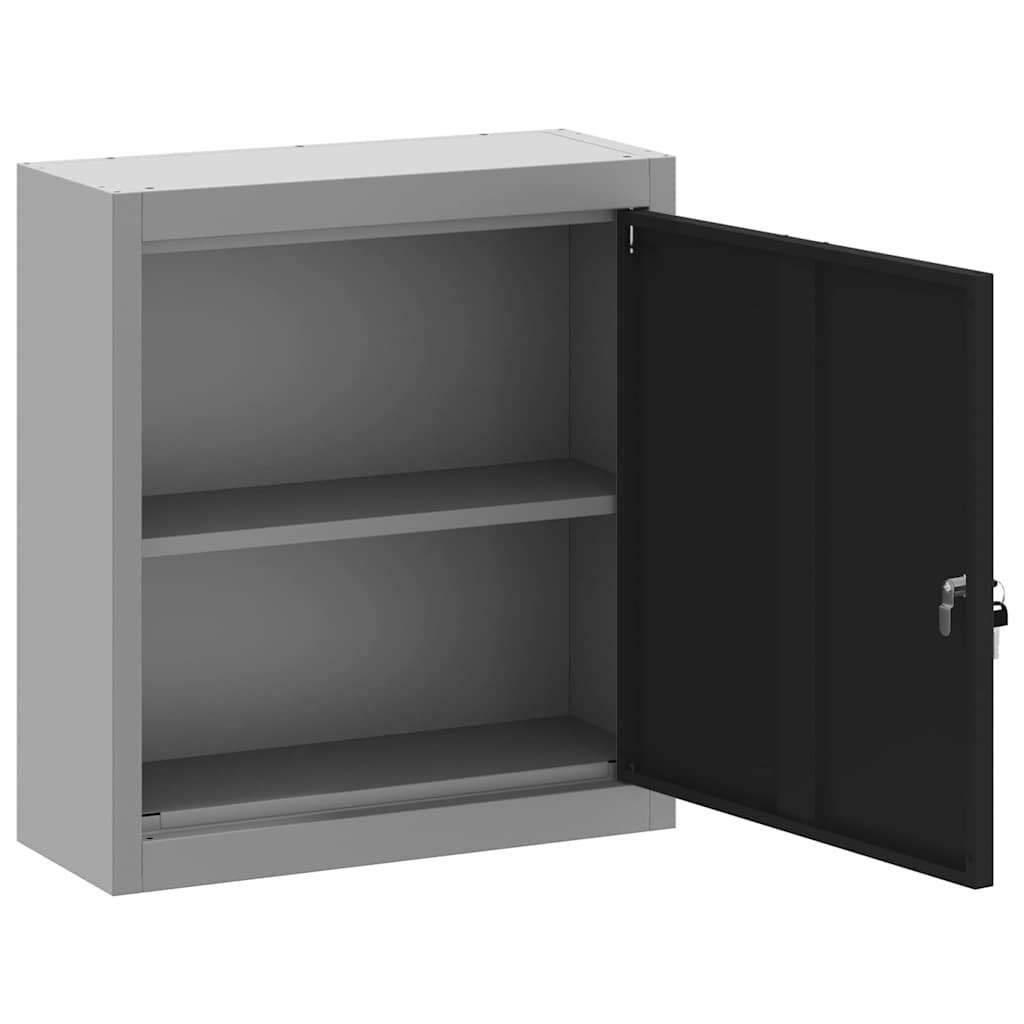 Työkalukaappi Hyllyllä Lukkoon Mustat Ja Harmaa 50 X 20 X 55 Cm