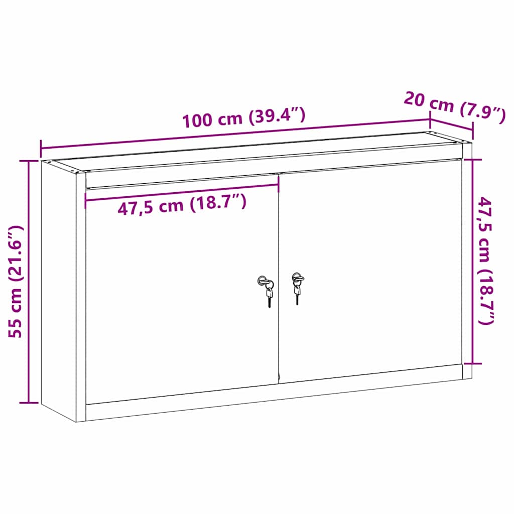 Työkalukaappi Hyllyllä Mustat Ja Harmaa 100 X 20 X 55 Cm