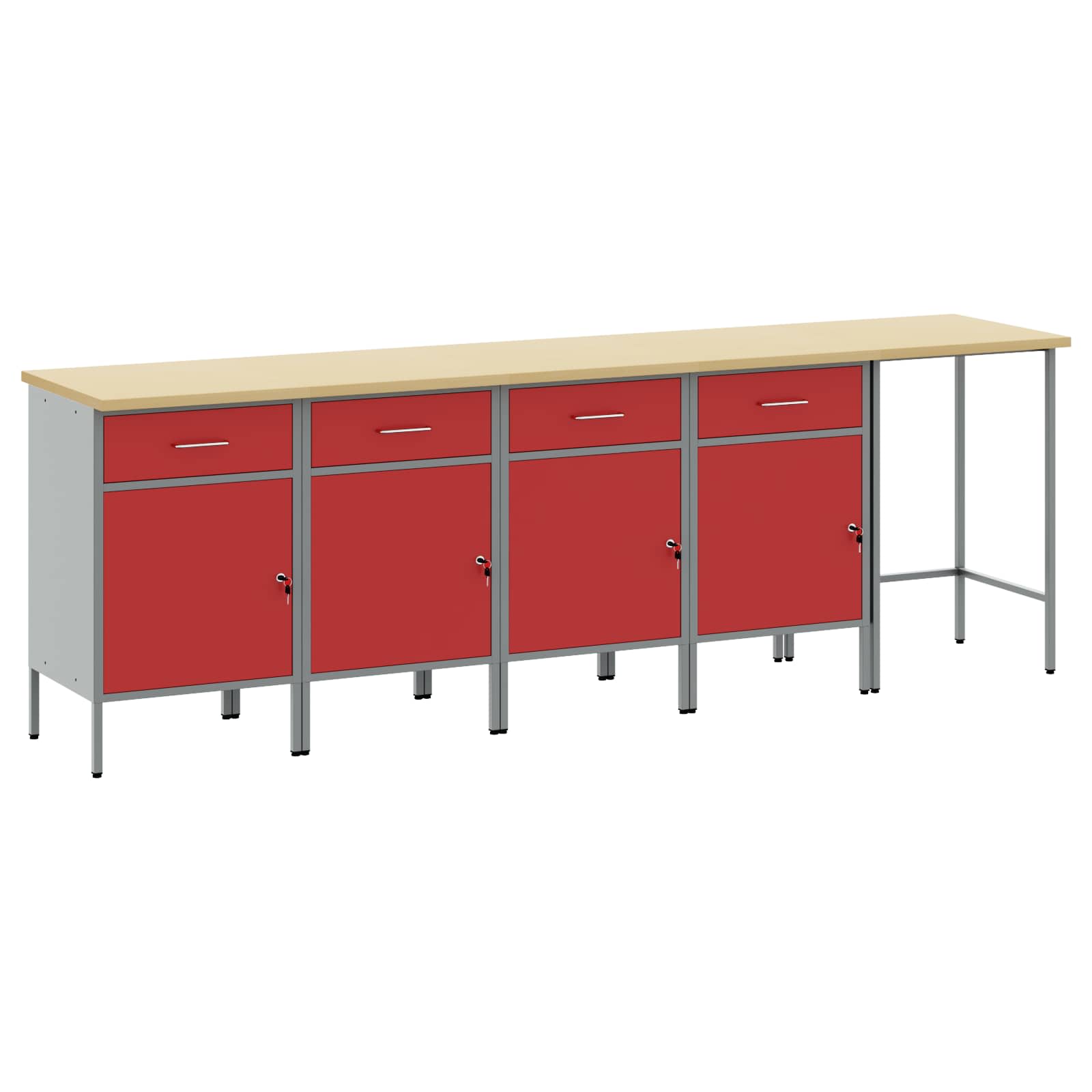 Työpöytäkaappisarja Laatikon Kanssa 5 Pcs Ja Harmaa