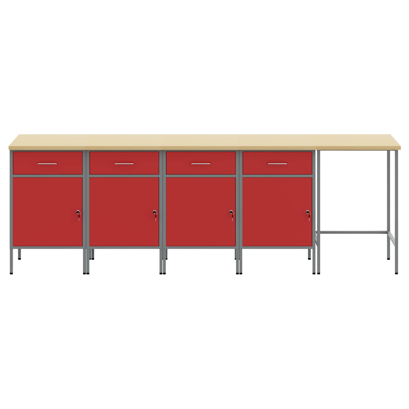 Työpöytäkaappisarja Laatikon Kanssa 5 Pcs Ja Harmaa