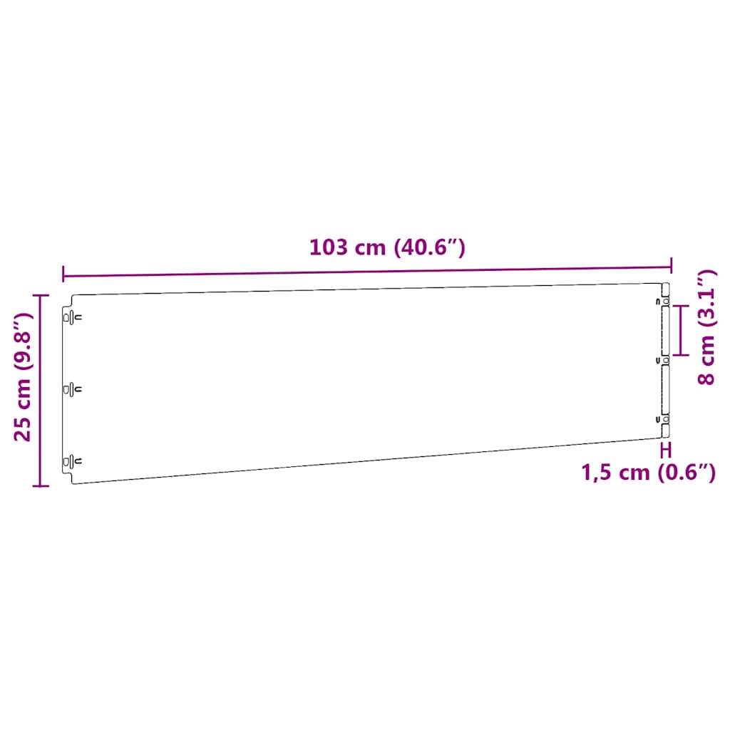 Nurmikon Reunalistat 20 Kpl Musta 25X103Cm Kylmävalssattu Teräs