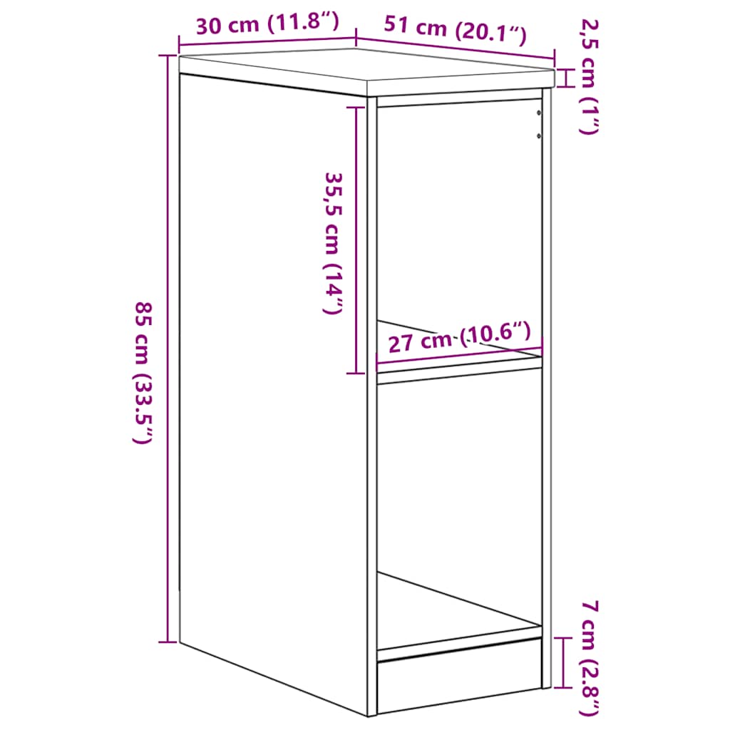 Autotallin Säilytyskaappi Sonoma Tammi 30X51X85 Cm Täysi Mänty