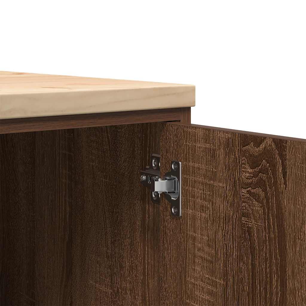 Autotallin Säilytyskaappi Ruskea Tammi 30X51X85 Cm Täysi Mänty