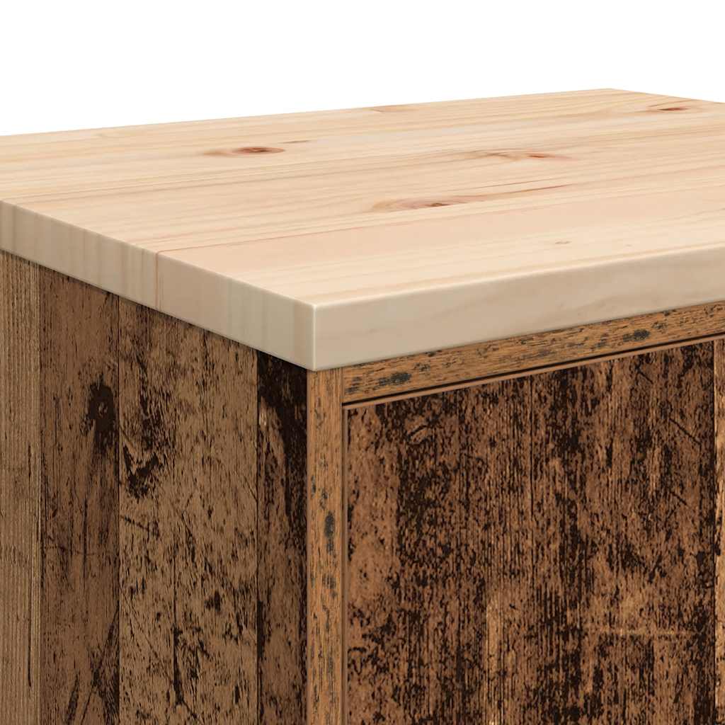 Autotallin Säilytyskaappi Vanha Puu 60X51X85 Cm Täysi Mänty