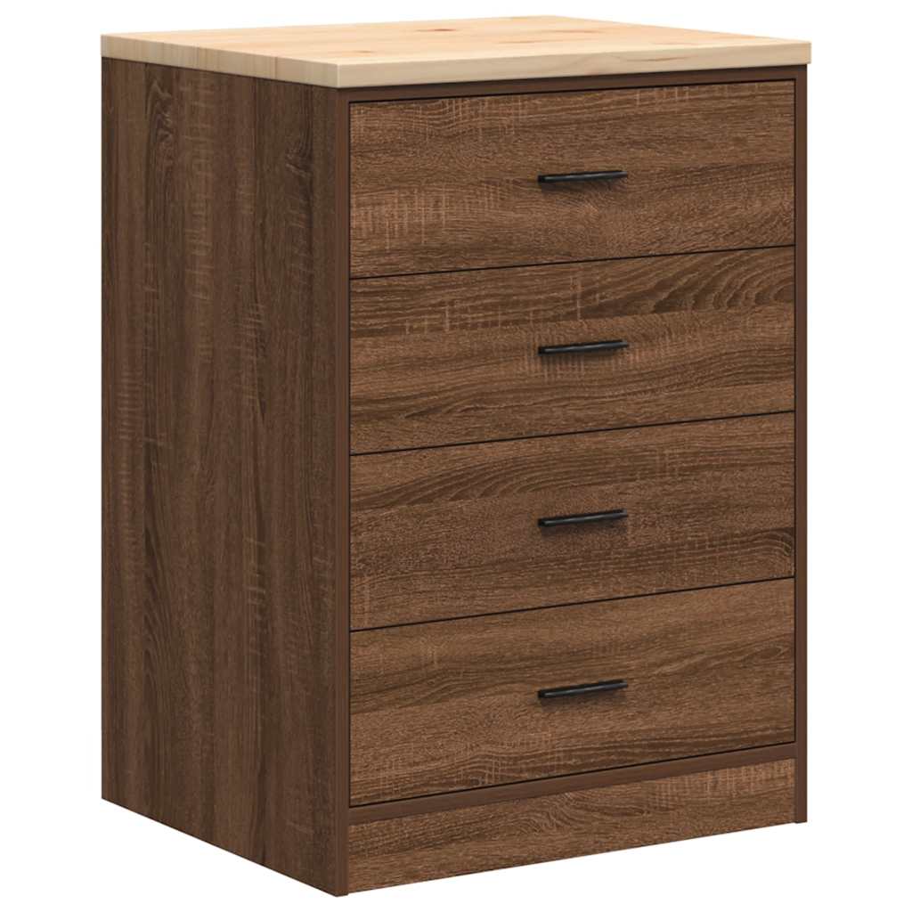 Autotallin Säilytyskaappi Ruskea Tammi 60X51X85 Cm Täysi Mänty
