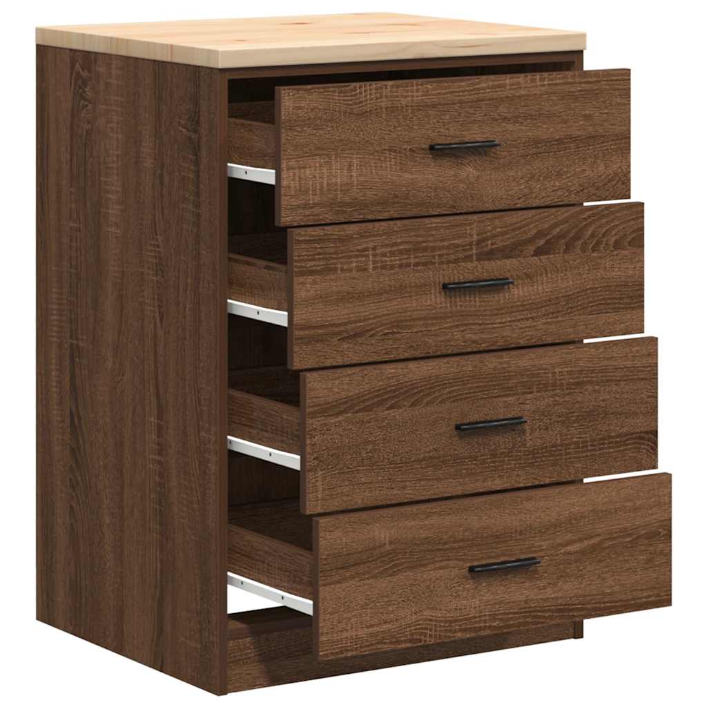 Autotallin Säilytyskaappi Ruskea Tammi 60X51X85 Cm Täysi Mänty