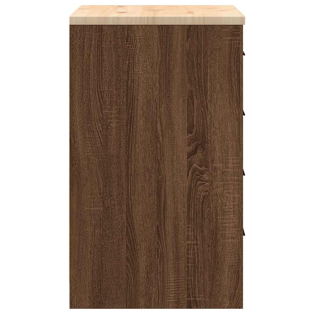 Autotallin Säilytyskaappi Ruskea Tammi 60X51X85 Cm Täysi Mänty