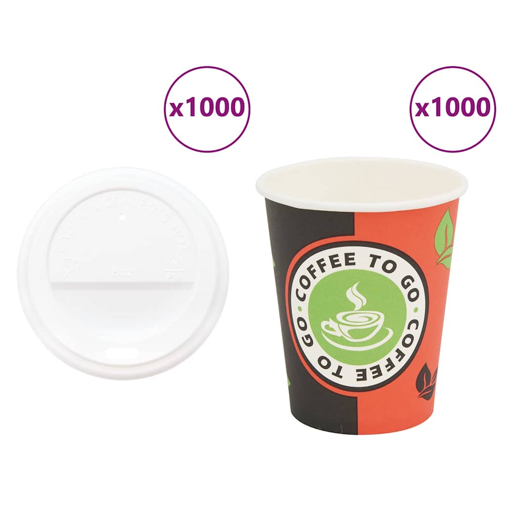 Paperiset Kahvikupit Kansilla 1000 Kpl 8Oz 240Ml