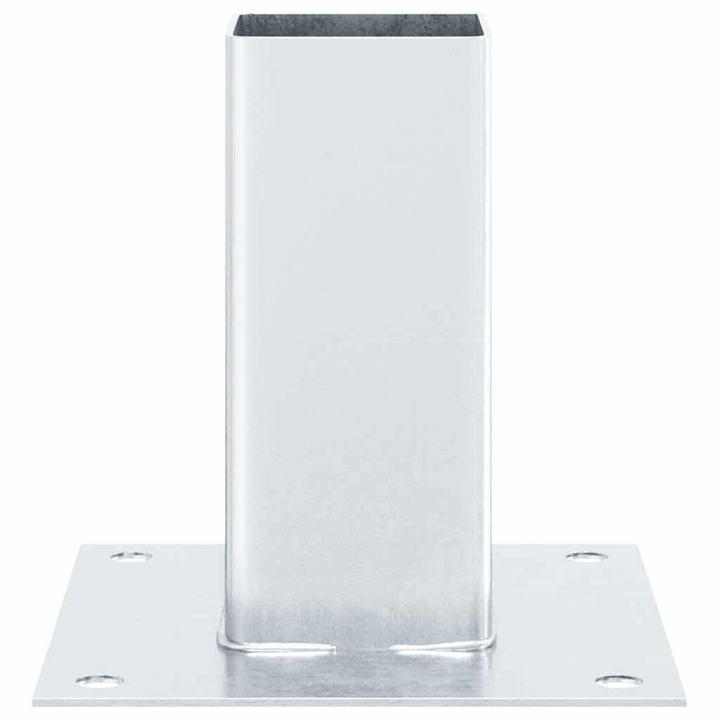 Pylväiden Jalustat Neliö 4 Kpl Hopea 61X61 Mm Galvanoitu Teräs