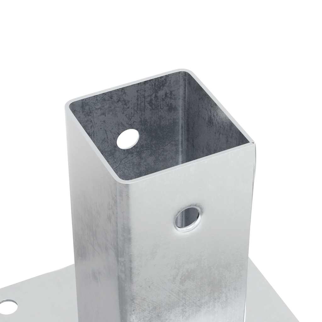 Pylväiden Jalustat Neliö 4 Kpl Hopea 61X61 Mm Galvanoitu Teräs