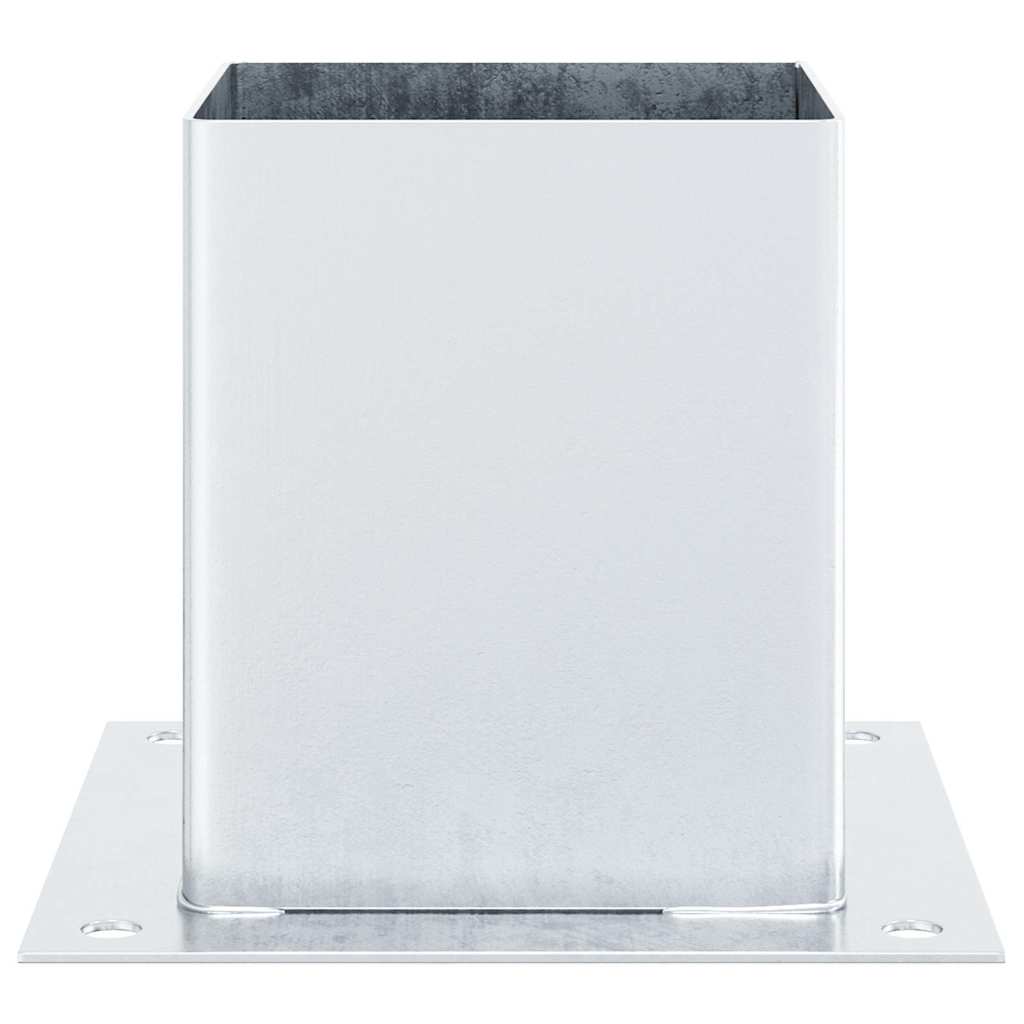 Pylväiden Jalustat Neliö 4 Kpl Hopea 101X101Mm Galvanoitu Teräs