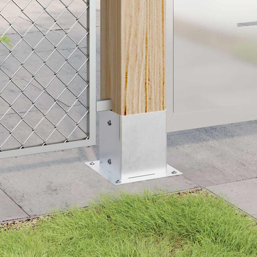 Pylväiden Jalustat Neliö 12Kpl Hopea 101X101Mm Galvanoitu Teräs
