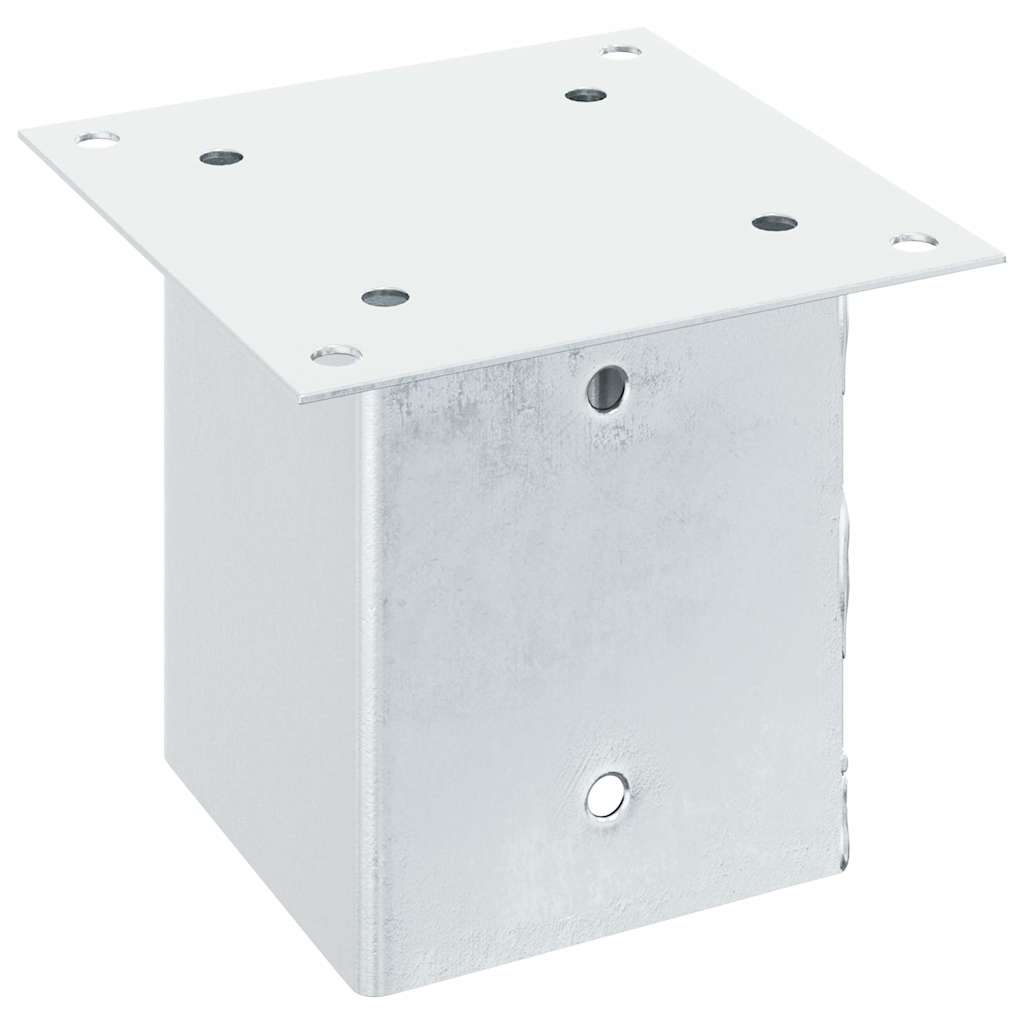 Pylväiden Jalustat Neliö 4 Kpl Hopea 121X121Mm Galvanoitu Teräs