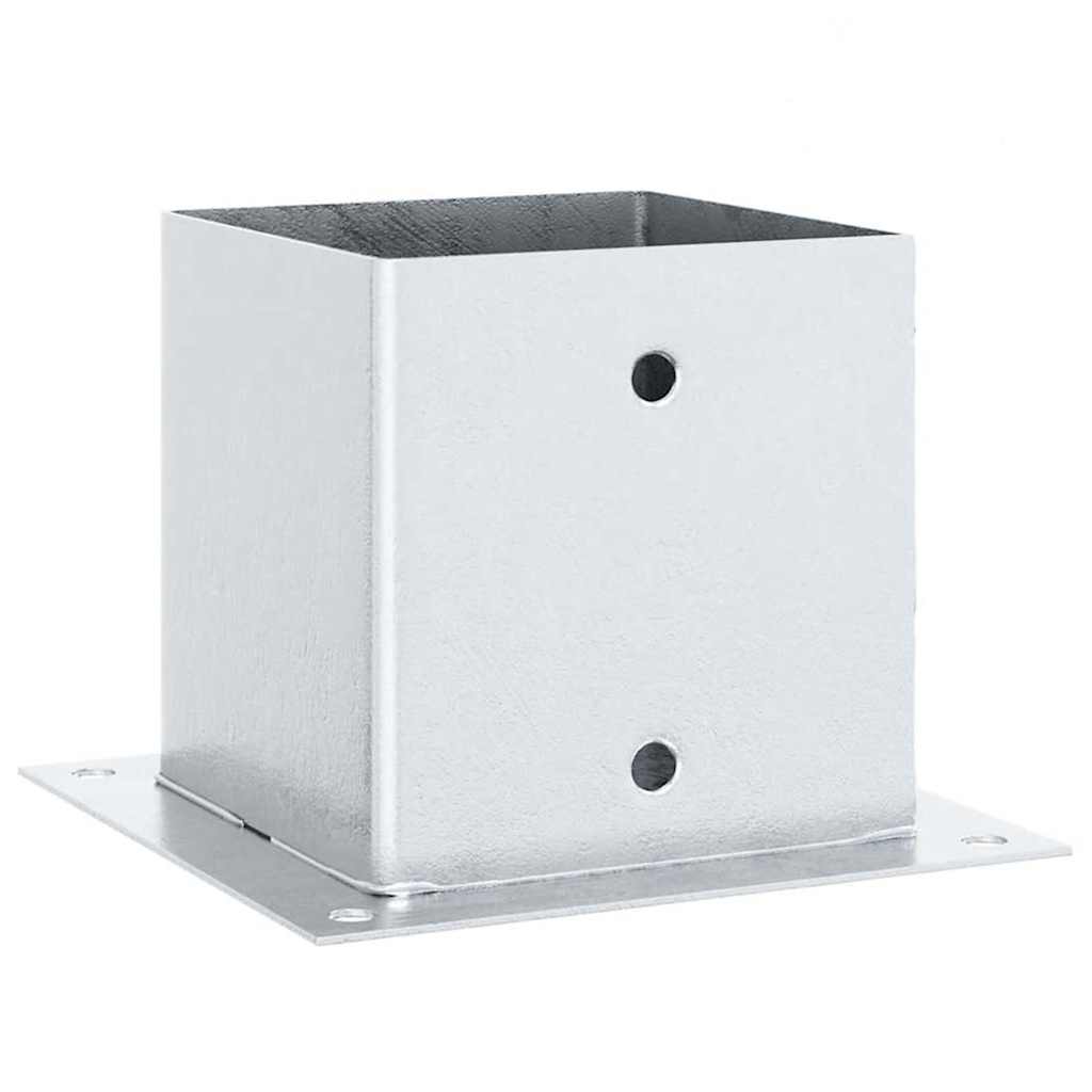 Pylväiden Jalustat Neliö 4 Kpl Hopea 141X141Mm Galvanoitu Teräs