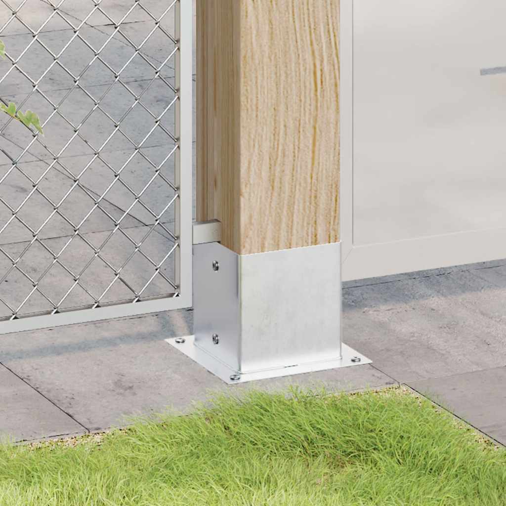 Pylväiden Jalustat Neliö 4 Kpl Hopea 141X141Mm Galvanoitu Teräs
