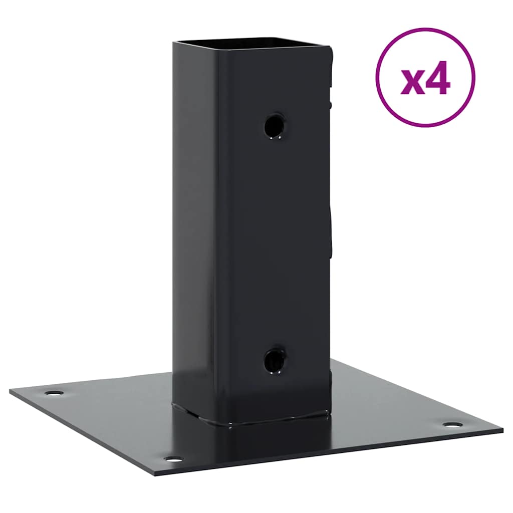 Pylväiden Pohjat Neliö 4 Kpl 51X51 Mm Jauhemaalattu Teräs