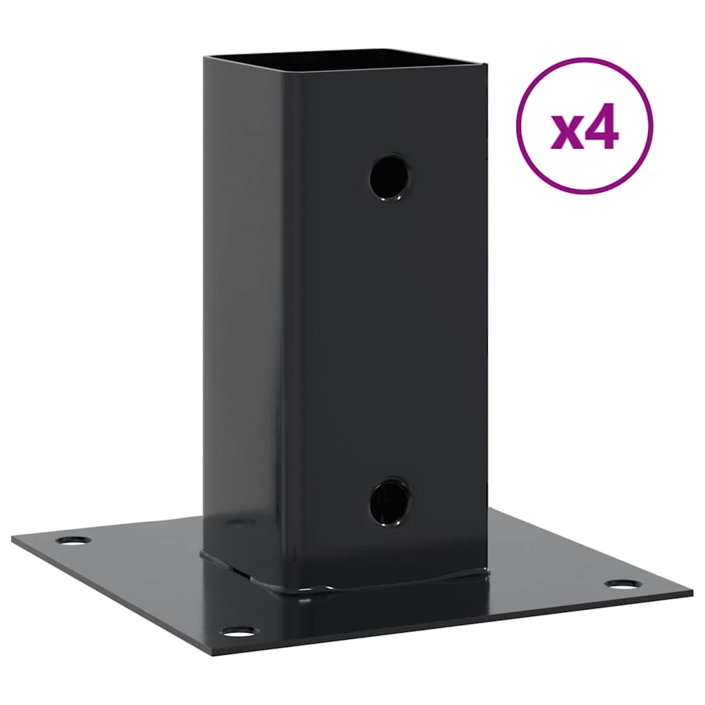 Pylväiden Pohjat Neliö 4 Kpl 71X71 Mm Jauhemaalattu Teräs