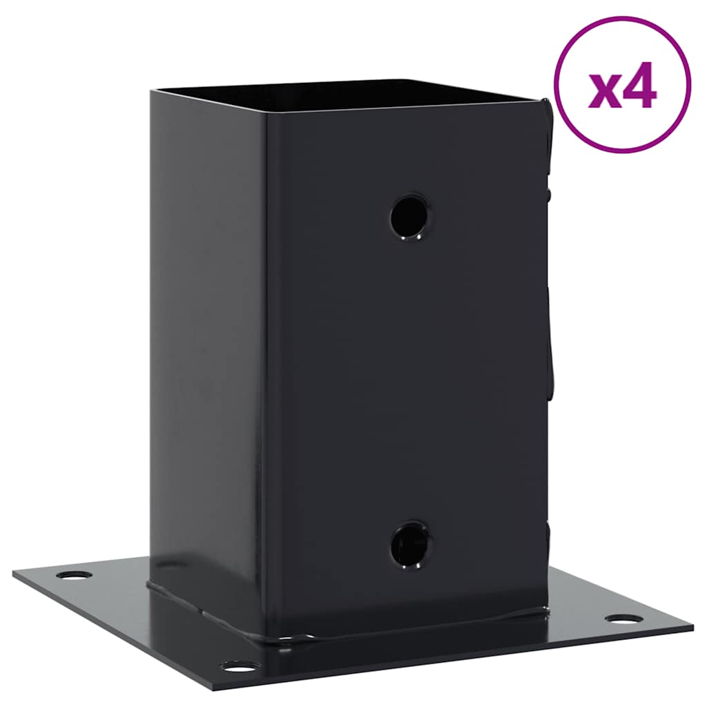 Pylväiden Pohjat Neliö 4 Kpl 91X91 Mm Jauhemaalattu Teräs