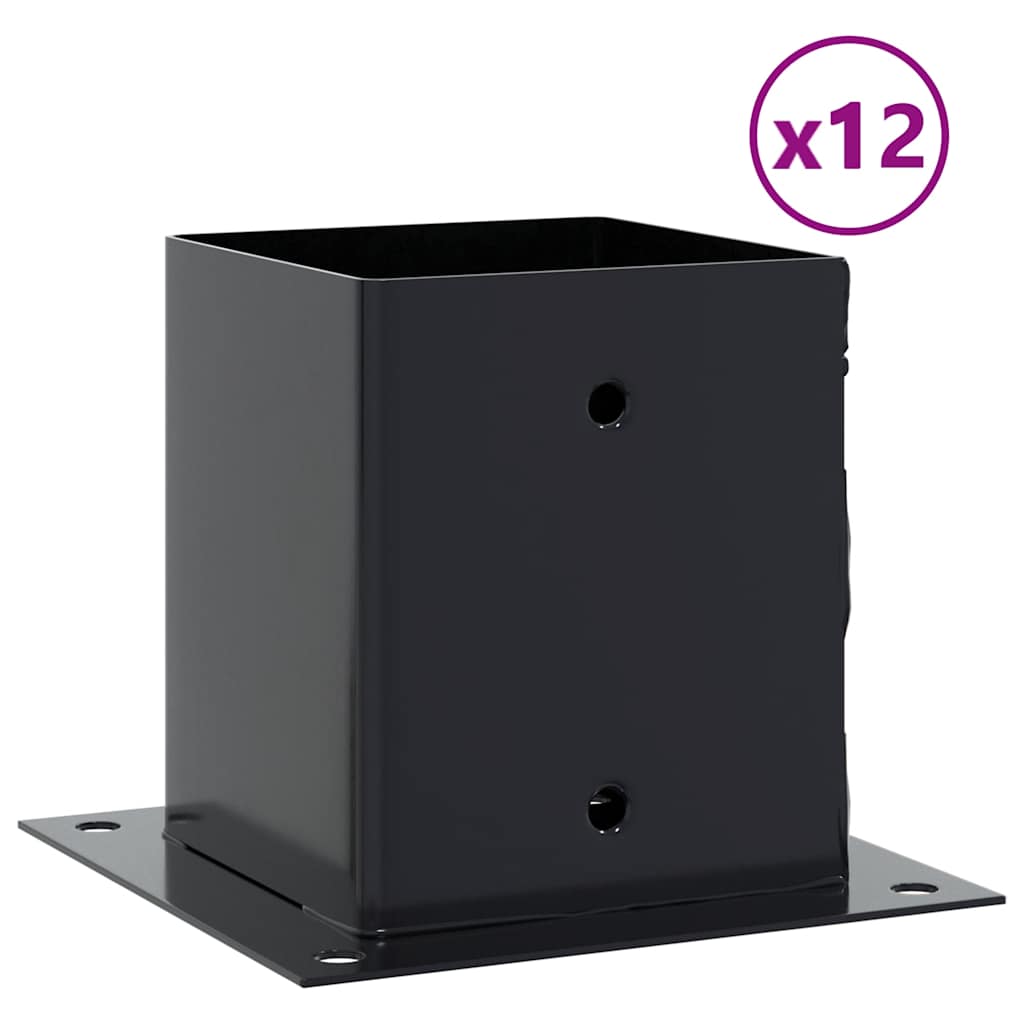Pylväiden Pohjat Neliö 12 Kpl 121X121 Mm Jauhemaalattu Teräs