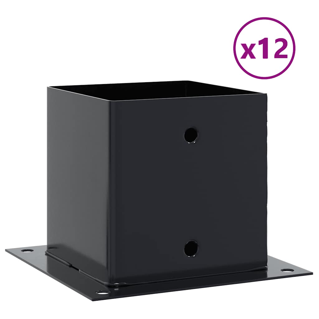 Pylväiden Pohjat Neliö 12 Kpl 141X141 Mm Jauhemaalattu Teräs