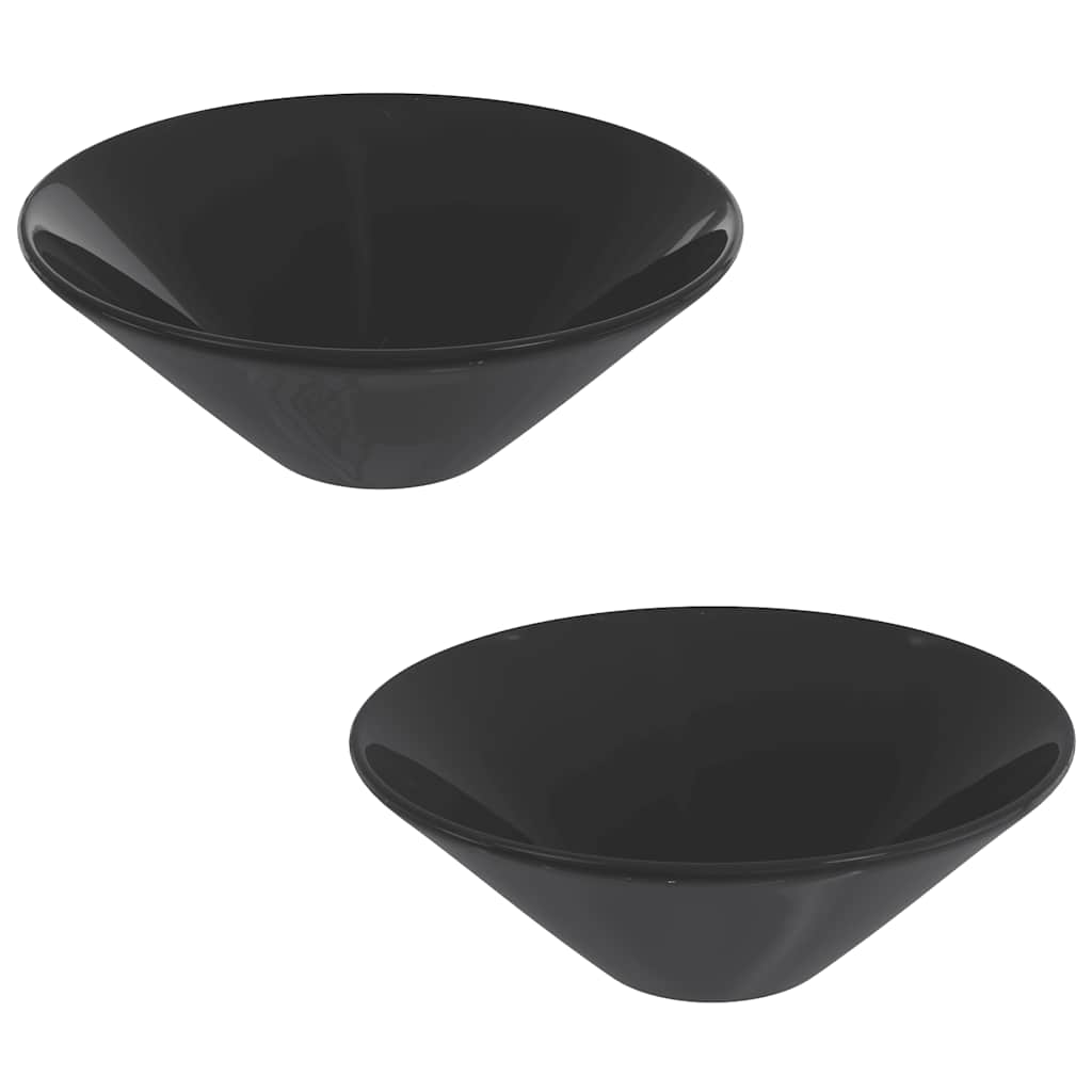 Pesualtaat 2 Kpl Kiiltävä Musta Ø42X14 Cm Keramiikka