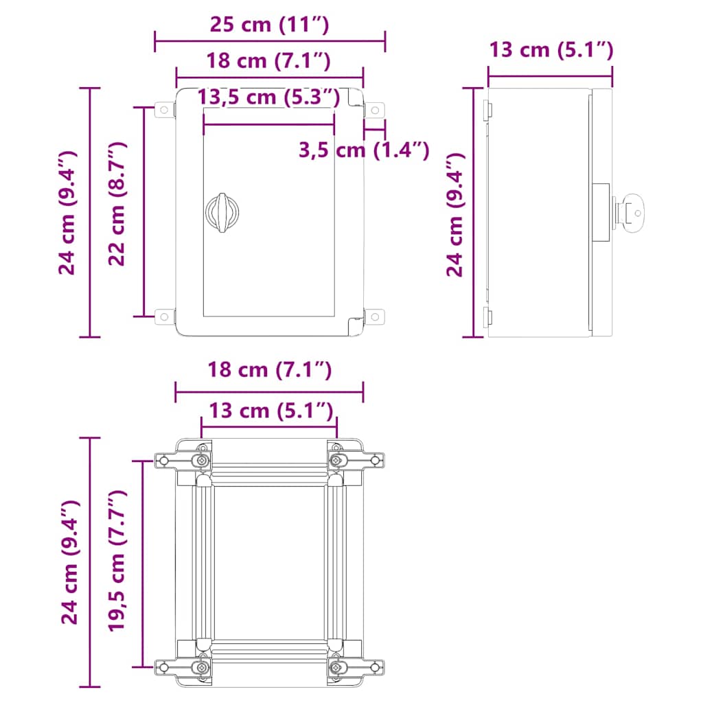 Ohjauskabinetti Harmaa 25 X 13 X 24 Cm Abs-Muovi