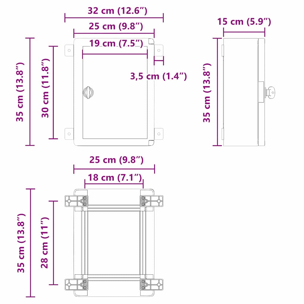 Ohjauskabinetti Harmaa 32 X 15 X 35 Cm Abs-Muovi