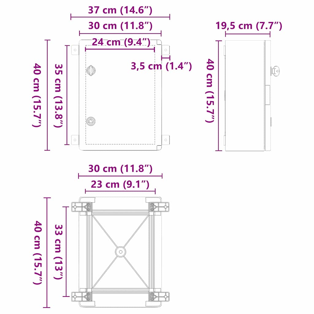 Ohjauskabinetti Harmaa 37 X 19,5 X 40 Cm Abs-Muovi